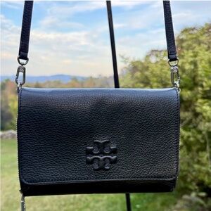 Tory Burch Black Pebbled Leather Crossbody Bag